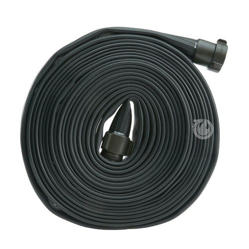 Black 1 1/2" x 50' Rubber Industrial Hose (Alum NH Couplings)
