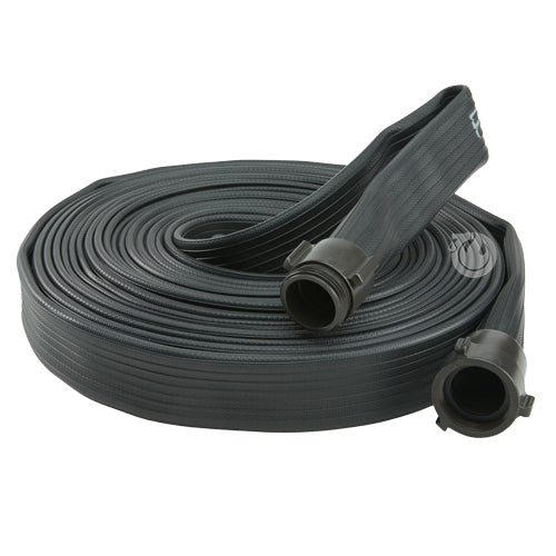 Black 1 1/2" x 50' Rubber Industrial Hose (Alum NH Couplings)