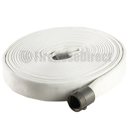 White 1 1/2" x 100' Double Jacket Fire Hose (Alum NH Couplings)