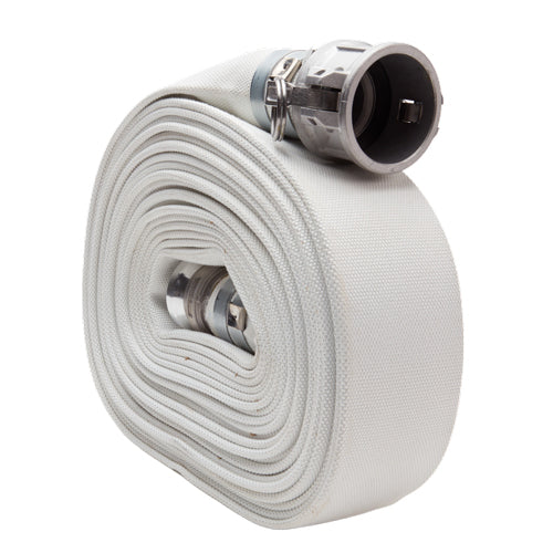 White 1.5" x 25' Camlock Single Jacket Mill Hose