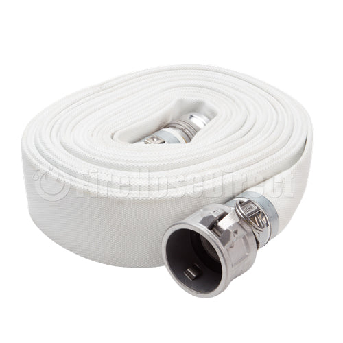 White 1 1/2" x 25' Camlock Single Jacket Mill Hose