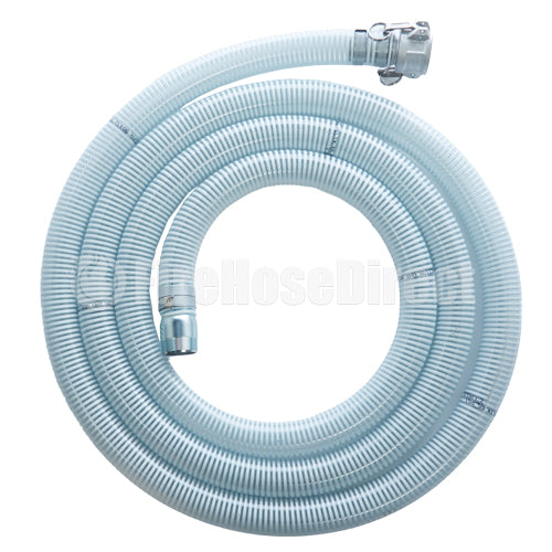 White - Clear 3" x 10' Camlock / Threaded Suction Hose