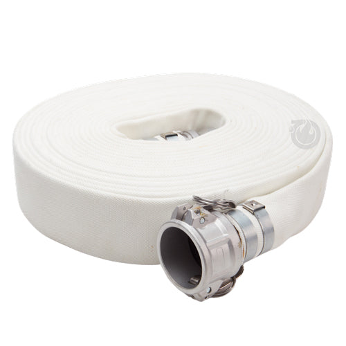 White 1 1/2" x 50' Camlock Double Jacket Mill Hose