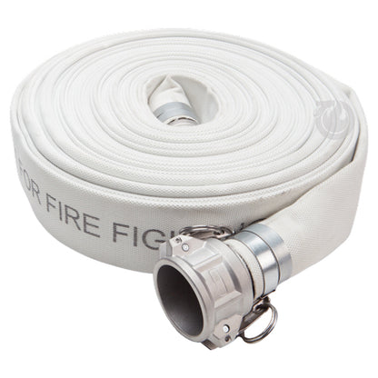 White 1 1/2" x 100' Camlock Single Jacket Mill Hose