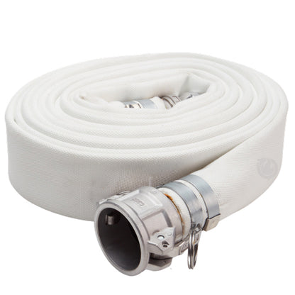 White 2" x 25' Camlock Double Jacket Mill Hose