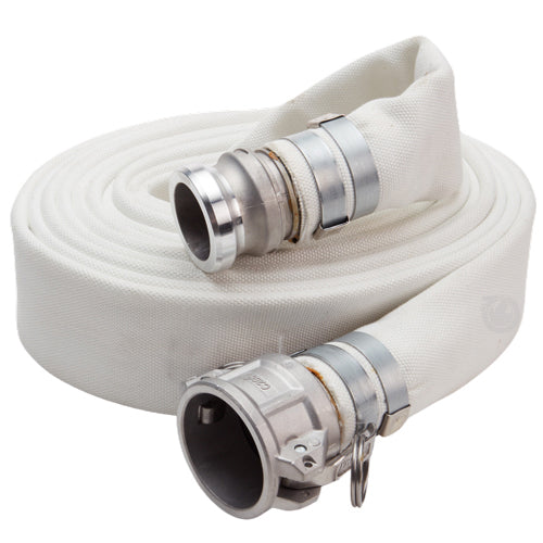 White 2" x 25' Camlock Double Jacket Mill Hose