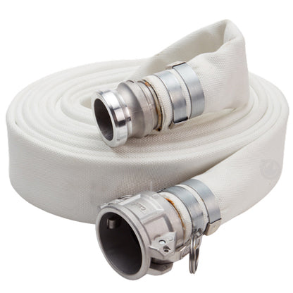 White 3" x 25' Camlock Double Jacket Mill Hose