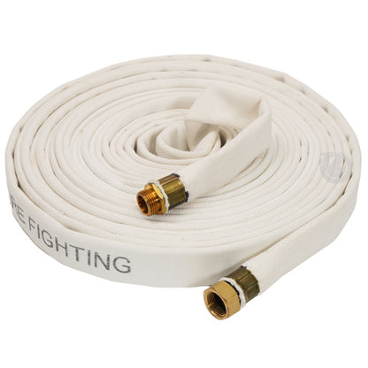 White 1" x 50' Double Jacket Mill Hose (3/4" GHT Couplings)