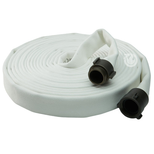 White 1 1/2" x 50' Double Jacket Mill Hose (Alum NH Couplings)