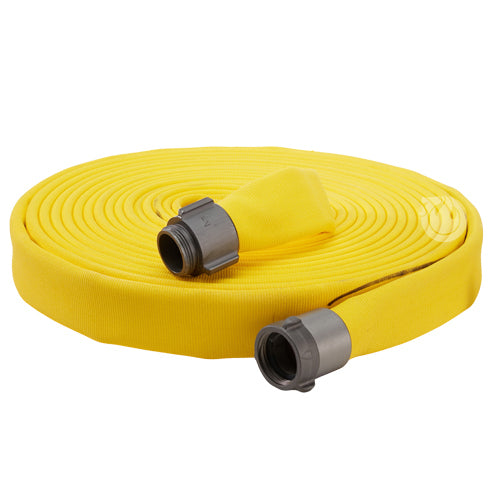 Yellow 1 1/2" x 50' Double Jacket Fire Hose (Alum NH Couplings)