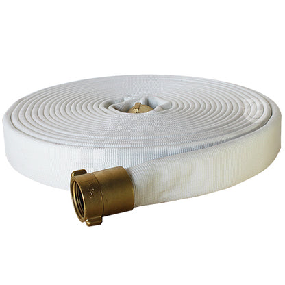 White 1 1/2" x 50' Double Jacket Fire Hose (Brass NH Couplings)