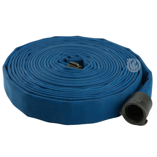 Blue 1 1/2" x 50' Double Jacket Mill Hose (Alum NH Couplings)