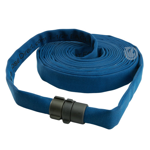 Blue 1 1/2" x 50' Double Jacket Mill Hose (Alum NH Couplings)