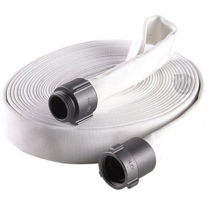 White 1 1/2" x 100' Double Jacket Fire Hose (Alum NH Couplings)