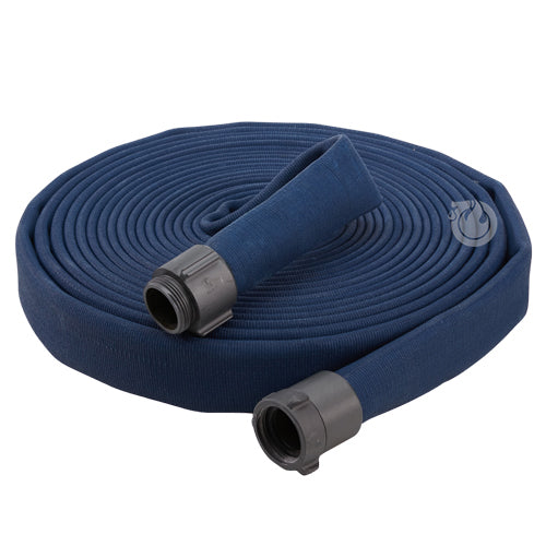 Double Jacket Fire Hose - 1.5in X 50ft With Aluminum Couplings - Heavy Duty Industrial Use