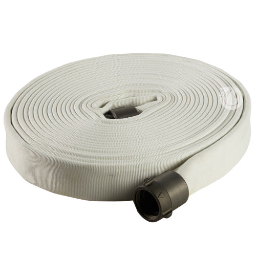 White 4" x 50' Double Jacket Fire Hose (Alum NH Couplings)