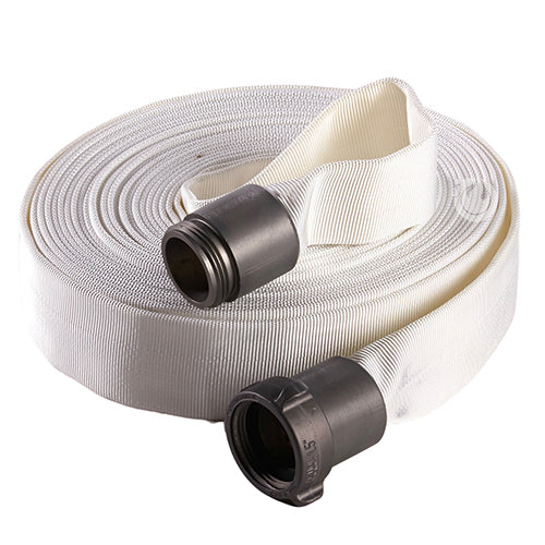 White 1 1/2" x 50' Forestry Hose (Alum NH Couplings)