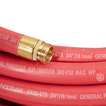 High-Pressure Red 3/4" x 50' Garden Hose (3/4" GHT Couplings)