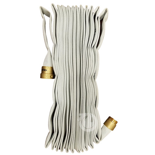 White 1 1/2" x 50' Pin Rack Hose (Brass NH Couplings)