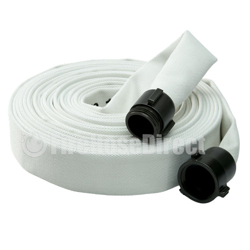 White 3" x 50' Single Jacket Mill Hose (2 1/2" Alum NH Couplings)