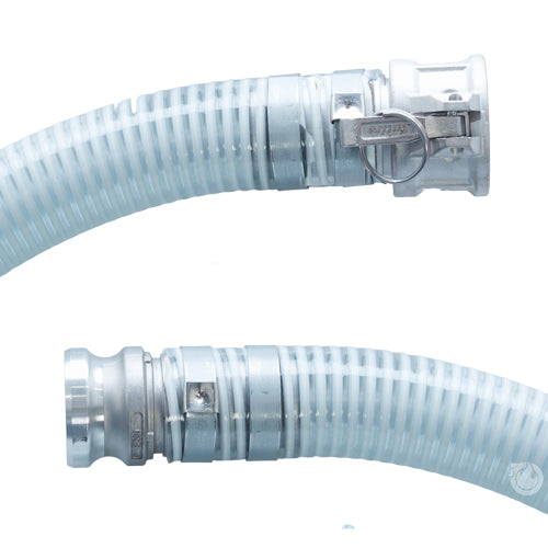 White - Clear 2" x 20' Camlock Suction Hose