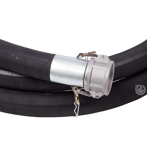 Black 2" x 20' Heavy-Duty Camlock Suction Hose