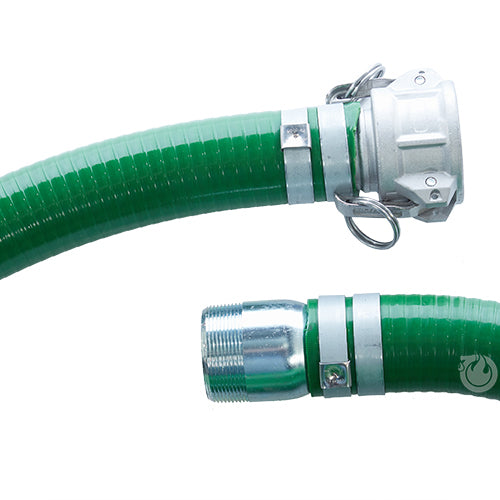 Green 2" x 20' Camlock / Threaded Suction Hose