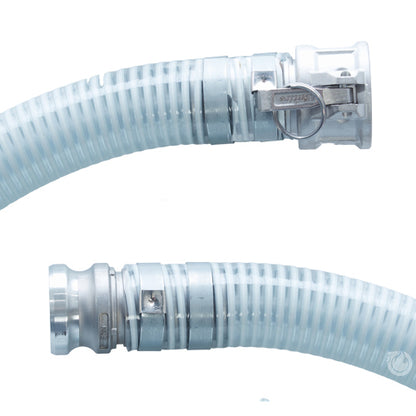 White - Clear 4" x 20' Camlock Suction Hose