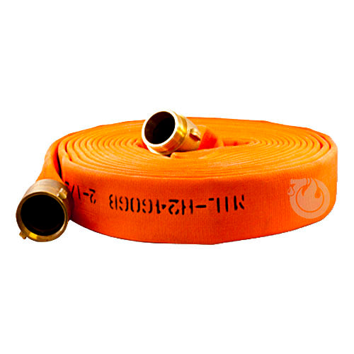 Orange 2 1/2" x 25' Mil-Spec Hose (Brass NH Couplings)