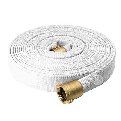 White 1 1/2" x 50' Single Jacket USCG / UL Hose (Brass NPSH Couplings)