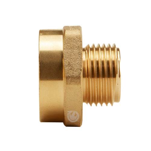 Brass 1" Female NPSH to Male GHT (Hex)