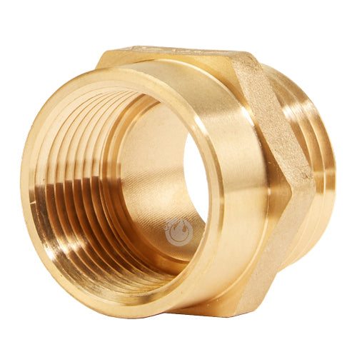 Brass 1" Female NPT to 1" Male NH (Hex)