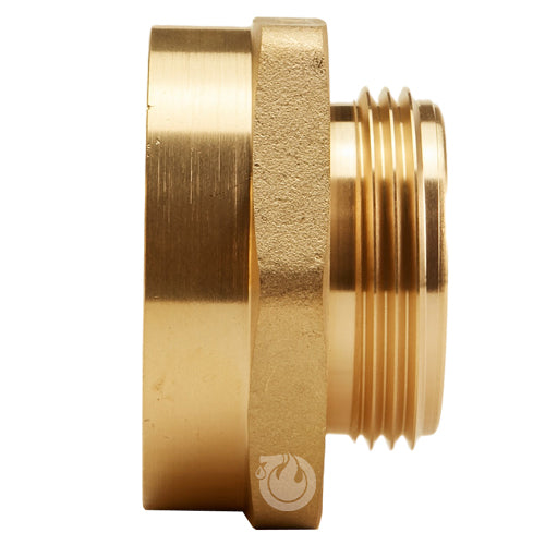 Brass 2" Female NPT to 1 1/2" Male NH (Hex)