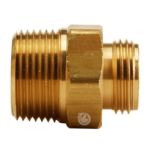 Brass 1" NPT to GHT Double Male (Hex)