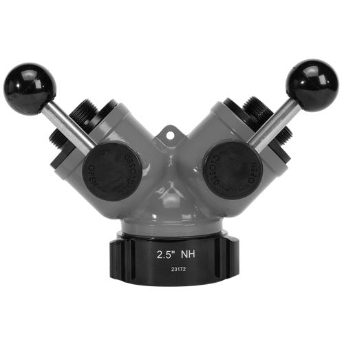 Aluminum 2 1/2" NH Inlet X (2) 1 1/2" NPSH Outlet
