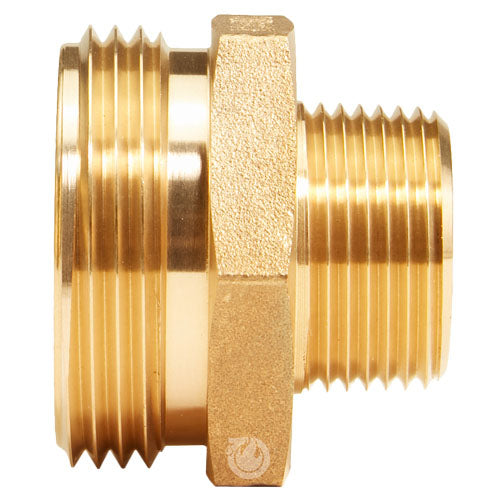 Brass 1 1/2" NH to 1" NPT Double Male (Hex)