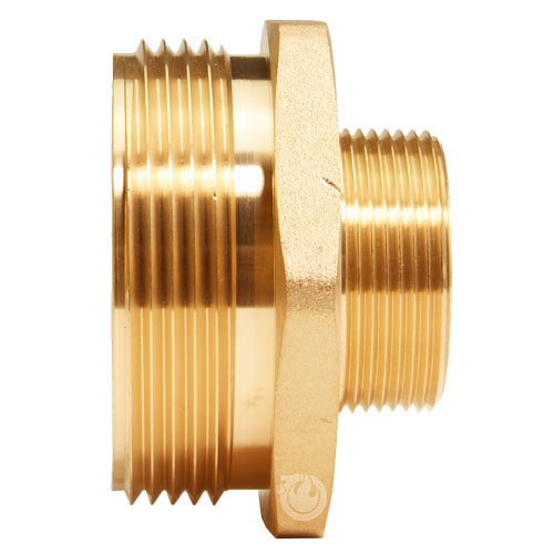 Brass Hex 2 1/2" NH to 1 1/2" NPT Double Male Adapter