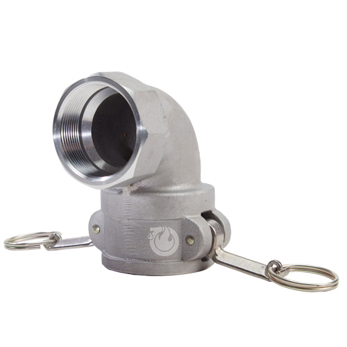 Aluminum 1 1/2" Female Camlock x 1 1/2" Female NPT 90 Degree Elbow (USA)