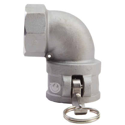 Aluminum 1 1/2" Female Camlock x 1 1/2" Female NPT 90 Degree Elbow (USA)