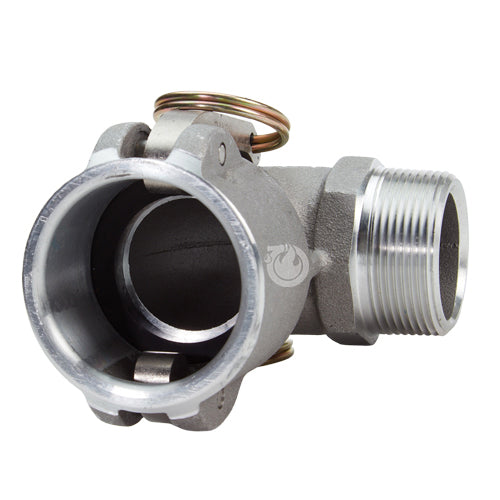 Aluminum 1 1/2" Female Camlock x 1 1/2" Male NPT 90 Degree Elbow (USA)