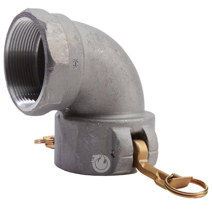 Aluminum 3" Female Camlock x 3" Female NPT 90 Degree Elbow (USA)