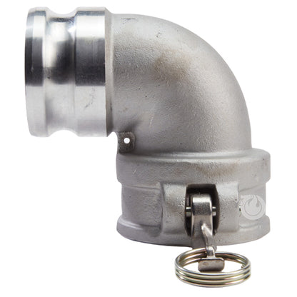 Aluminum 3" Female Camlock x 3" Male Camlock 90 Degree Elbow (USA)