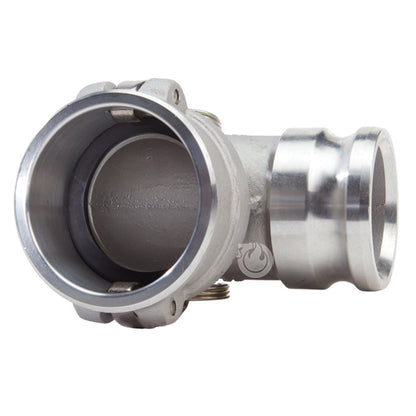 Aluminum 3" Female Camlock x 3" Male Camlock 90 Degree Elbow (USA)