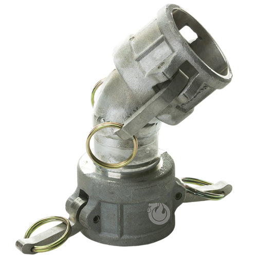 Aluminum 4" Female Camlock x 4" Female Camlock 45 Degree Elbow (USA)