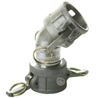 Aluminum 4" Female Camlock x 4" Female Camlock 45 Degree Elbow (USA)