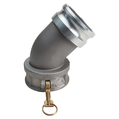 Aluminum 4" Male Camlock x 4" Female Camlock 45 Degree Elbow (USA)