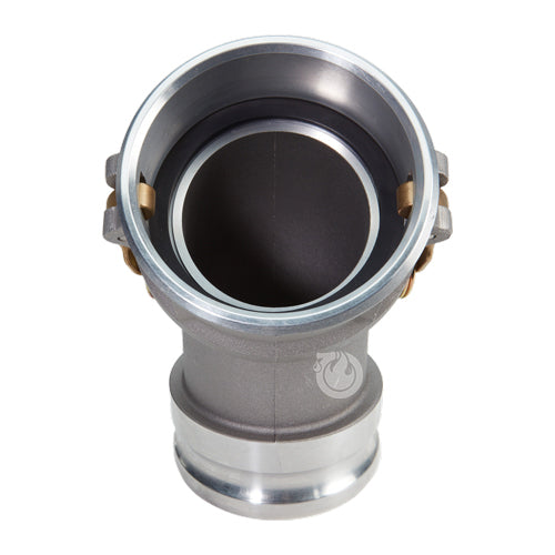 Aluminum 4" Male Camlock x 4" Female Camlock 45 Degree Elbow (USA)