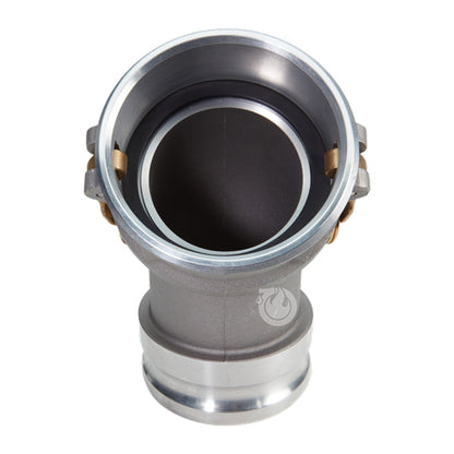 Aluminum 4" Male Camlock x 4" Female Camlock 45 Degree Elbow (USA)