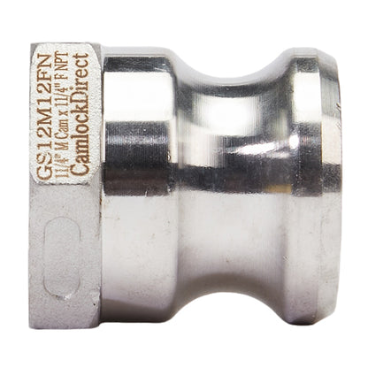 Stainless Steel 1 1/4" Male Camlock x 1 1/4" Female NPT