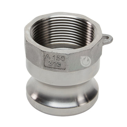 Stainless Steel 1 1/2" Male Camlock x 1 1/2" Female NPT (USA)